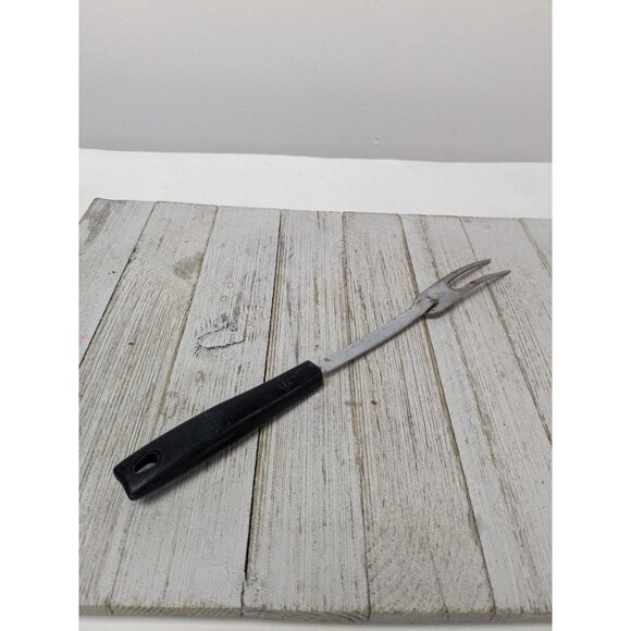 Vintage EKCO #2 Chromium Solid Meat Utility Fork Black Handle 12 1/2" - Picture 4 of 11